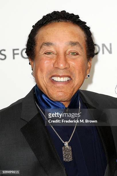 Musician Smokey Robinson arrives at the 19th Annual Elton John AIDS Foundation's Oscar viewing party held at the Pacific Design Center on February...