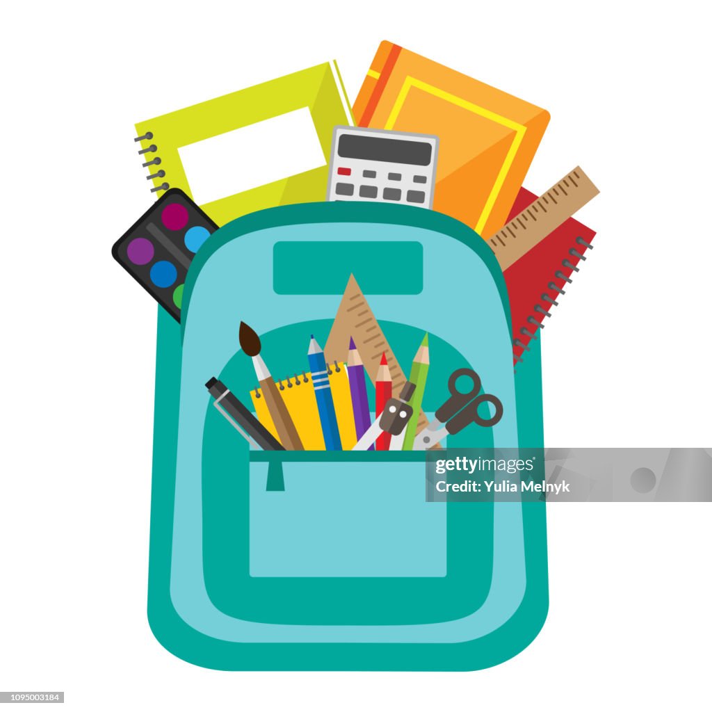 Vector tas met school briefpapier