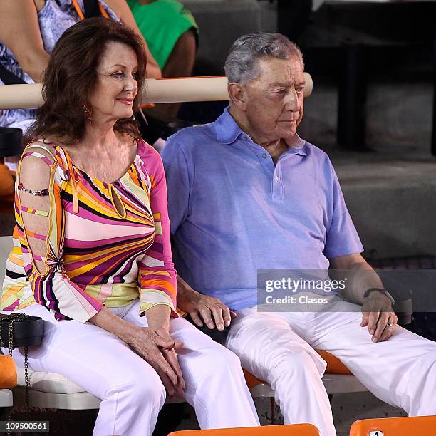 Miguel Aleman Velasco and wife Chiristiane Magnani in the finals of the Abierto Mexicano de Tenis in Acapulco, Mexico. Photo by Marcos...
