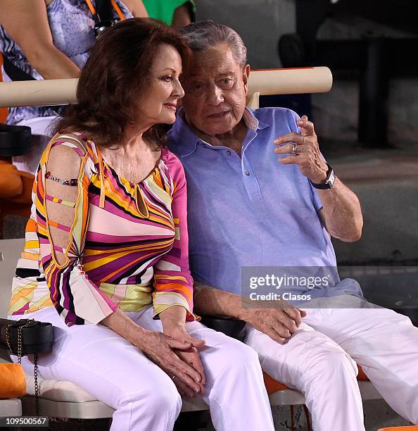 Miguel Aleman Velasco and wife Chiristiane Magnani in the finals of the Abierto Mexicano de Tenis in Acapulco, Mexico. Photo by Marcos...