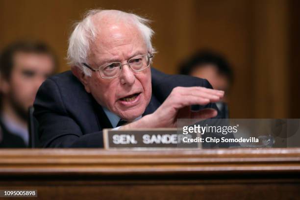 Senate Environment and Public Works Committee member Sen. Bernie Sanders questions Andrew Wheeler during his confirmation hearing to be the next...