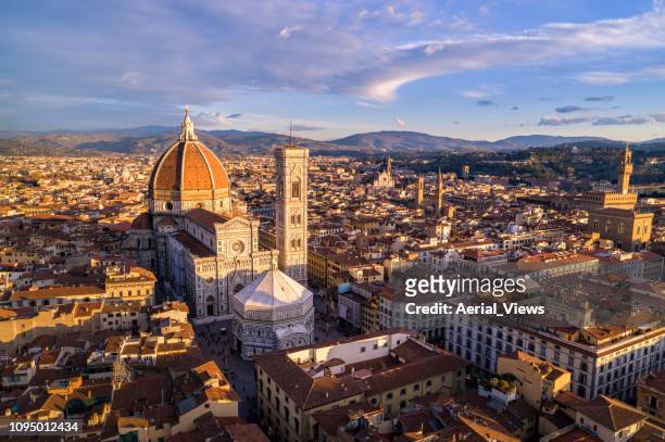 florence - aerial of santa maria del fiore cathedral - florence stock pictures, royalty-free photos & images