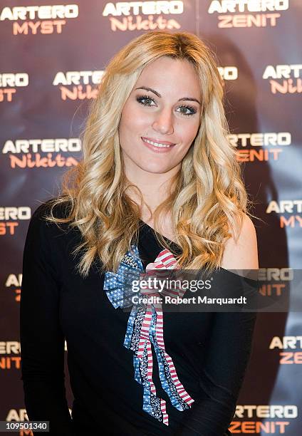 Spanish singer Edurne attends a presentation of the new hair product line by 'Artero' at the Fira Cosmobelleza on February 28, 2011 in Barcelona,...