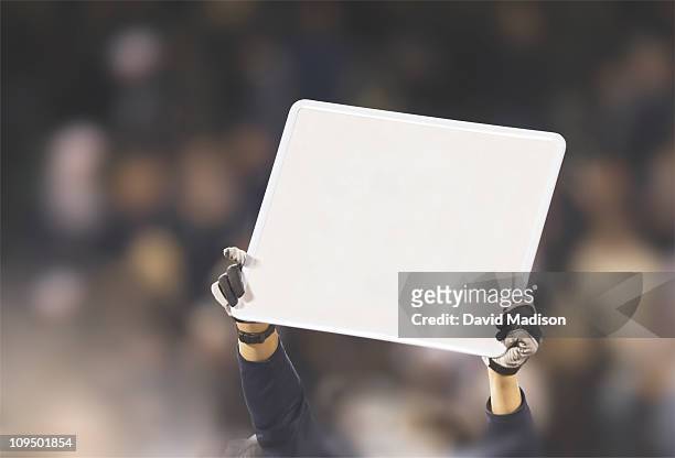 person holding up blank sign. - person holding up sign bildbanksfoton och bilder
