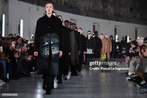Models walk the runway during Valentino Menswear Fall/Winter 2019-2020 show as part of Paris Fashion Week on January 16, 2019 in Paris, France.