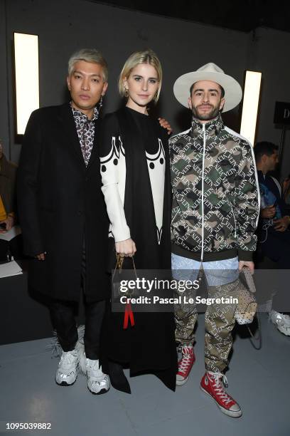 Bryanboy, Caroline Daur and Pelayo Diaz attend the Valentino Menswear Fall/Winter 2019-2020 show as part of Paris Fashion Week on January 16, 2019 in...