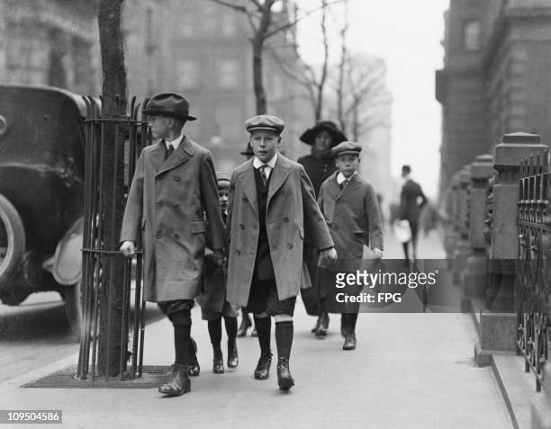 The Rockefeller children on their way to the Easter Parade in New York City, 1921.