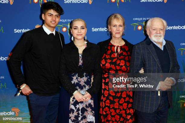Guest, Sophie Mae Jason, Gill Hinchcliffe and Sir David Jason attend the Cirque du Soleil Premiere Of "TOTEM" at Royal Albert Hall on January 16,...