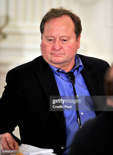 Montana Governor Brian Schweitzer listens as United States President Barack Obama and Vice President Joe Biden host a meeting with a bipartisan group...