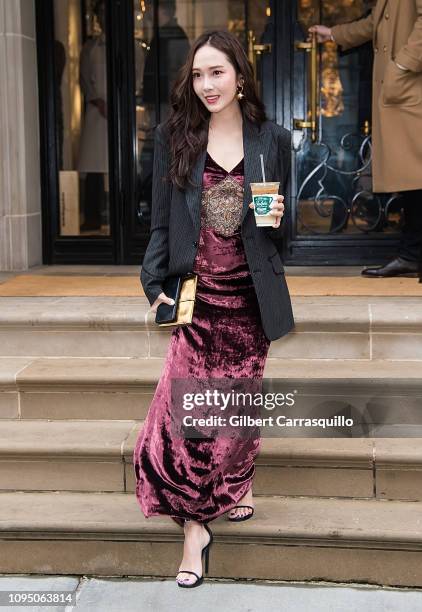 Singer Jessica Jung is seen leaving Ralph Lauren Spring/Summer 2019 fashion show during New York Fashion Week at Ralph's Coffee at Ralph Lauren...