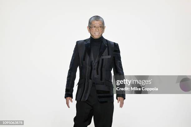 Tadashi Shoji walks the runway for the Tadashi Shoji FW'19 Fashion Show during New York Fashion Week: The Shows at Gallery I at Spring Studios on...