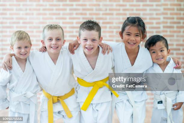 martial-arts-kinder - karateka stock-fotos und bilder