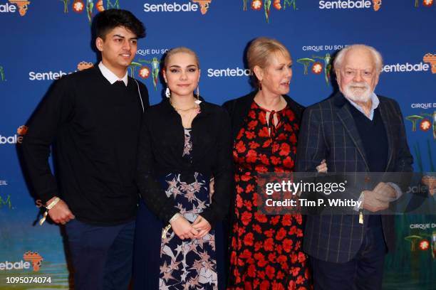 Guest, Sophie Mae Jason, Gill Hinchcliffe and Sir David Jason attend the Cirque du Soleil Premiere Of "TOTEM" at Royal Albert Hall on January 16,...