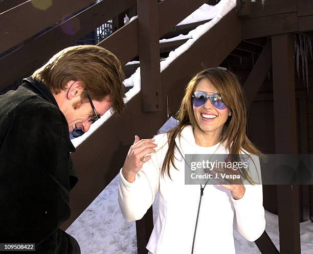 Elizabeth Hurley & Denis Leary during Sundance Film Festival 2001 - Day 2 at Park City in Park City, Utah, United States.