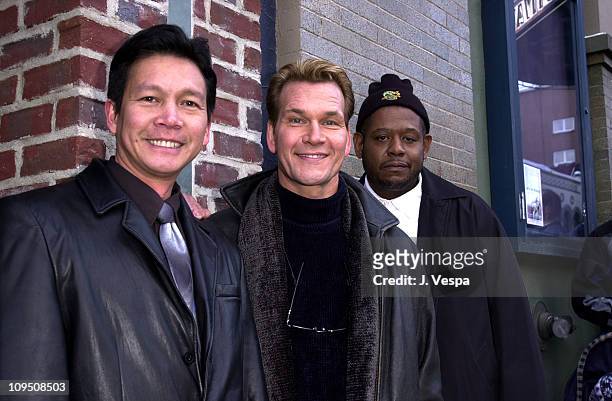 Don Duong, Patrick Swayze and Forest Whitaker during Sundance Film Festival 2001 - "Green Dragon" Portraits in Park City, Utah, United States.