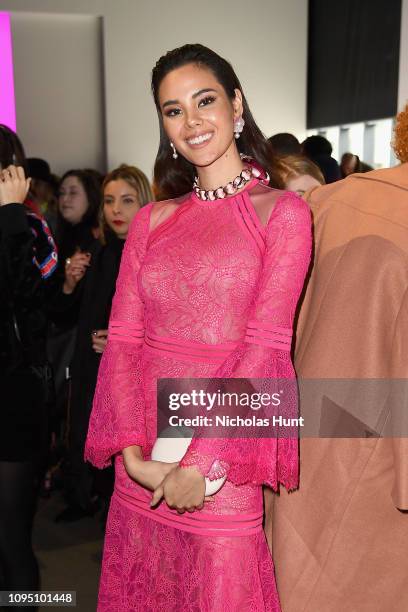 Miss Universe 2018 Catriona Gray attends the Tadashi Shoji FW'19 Fashion Show front row during New York Fashion Week: The Shows at Gallery I at...