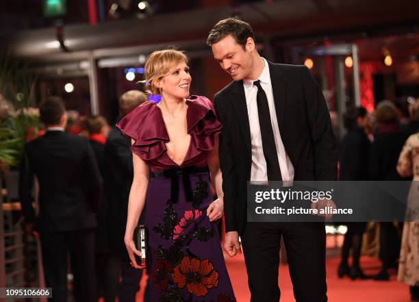 February 2019, Berlin: 69th Berlinale, opening gala: Franziska Weisz and partner Felix Herzogenrath come to the opening ceremony of the Berlinale....