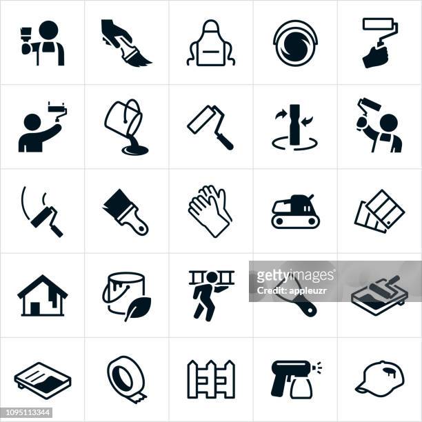 house painting icons - home improvement vector stock illustrations