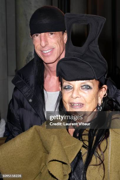 Designers Rick Owens and Michele Lamy attend the Raf Simons Menswear Fall/Winter 2019-2020 show as part of Paris Fashion Week on January 16, 2019 in...