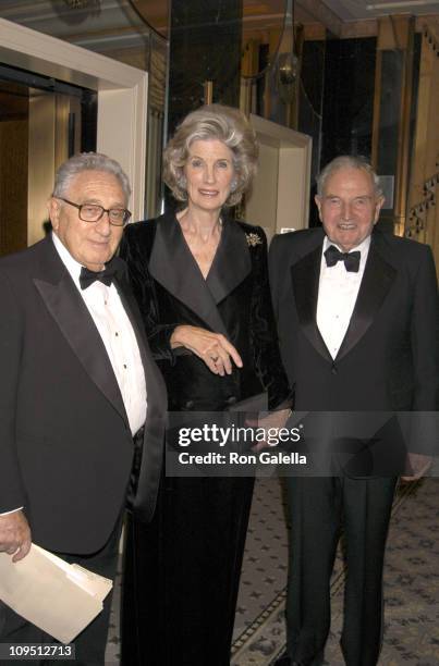 Henry Kissinger, Nancy Kissinger and David Rockefeller