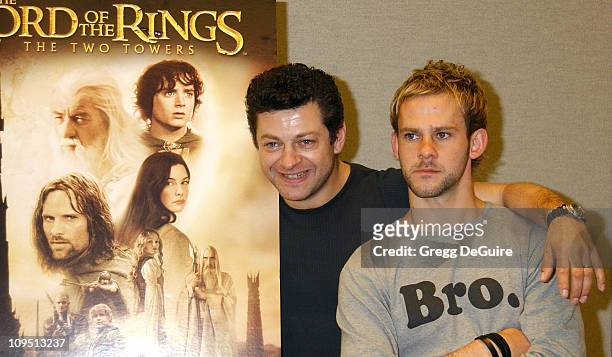 Andy Serkis & Dominic Monaghan during 2003 San Diego Comic-Con International at San Diego Convention Center in San Diego, CA, United States.