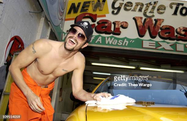 Johnny Knoxville during Cast Members of "Jackass: The Movie" at the Carwash to Promote the New Movie From MTV Films and Paramount Pictures at...