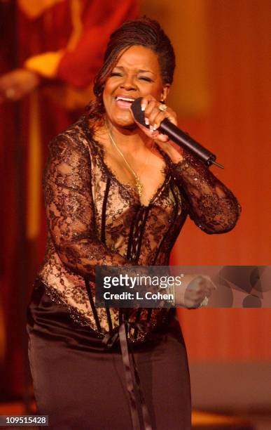 Pastor Shirley Caesar performs during a taping of BET's 2nd Annual Celebration of Gospel on January 26, 2002 at the Wiltern Theater in Los Angeles....