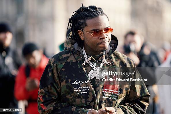 Printed Rapper Picture Jacket Rapper Gunna wears a military camouflage print jacket, outside... News ...