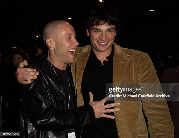 Michael Rosenbaum and Tom Welling during The WB Network All-Star Celebration - After-Party at The Highlands in Hollywood, California, United States.