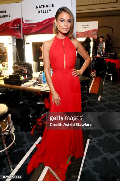 Nathalie Kelly poses backstage during The American Heart Association's Go Red for Women Red Dress Collection 2019 at Hammerstein Ballroom on February...