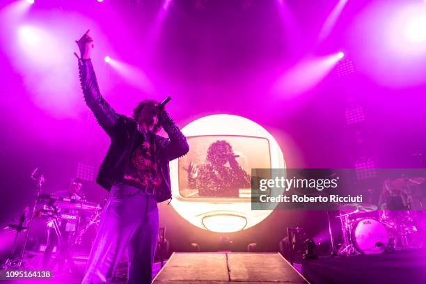 Rob Damiani of Don Broco performs on stage at Usher Hall on February 7, 2019 in Edinburgh, Scotland.