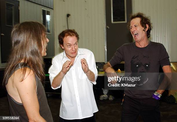 Malcolm Young and Angus Young of AC/DC with Keith Richards of The Rolling Stones