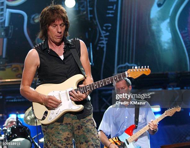 Jeff Beck and Eric Clapton during Crossroads Guitar Festival - Day Three at Cotton Bowl Stadium in Dallas, Texas, United States.