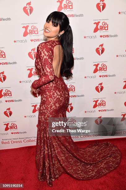 Becky G attends The American Heart Association's Go Red For Women Red Dress Collection 2019 Presented By Macy's at Hammerstein Ballroom on February...