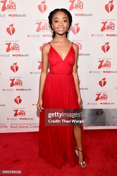 Skai Jackson attends The American Heart Association's Go Red For Women Red Dress Collection 2019 Presented By Macy's at Hammerstein Ballroom on...