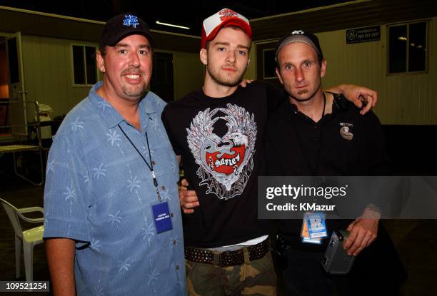 Dave Brown, Justin Timberlake and concert stage manager, Anthony Giordano