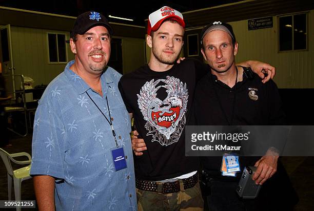 Dave Brown, Justin Timberlake and concert stage manager, Anthony Giordano
