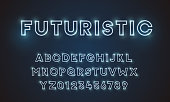 Futuristic vector font typeface unique design. For technology, digital, engineering, digital , gaming, sci-fi and science subjects. All letters and numbers included