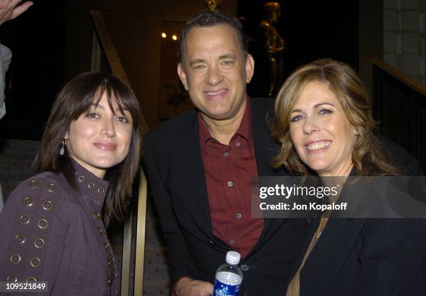 Sasha Alexander, Tom Hanks and wife Rita Wilson during "The Terminal" World Premiere - After Party at Academy of Motion Picture Arts and Science in...