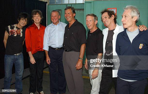 The Rolling Stones and crew during Molson Canadian Rocks for Toronto - Backstage at Downsview Park in Toronto, Ontario, Canada.