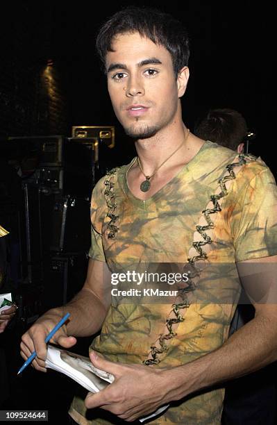 Enrique Iglesias during MTV's Fashionably Loud presents the Sports Illustrated 2002 Swimsuit Issue - Backstage at Hammerstein Ballroom in New York...