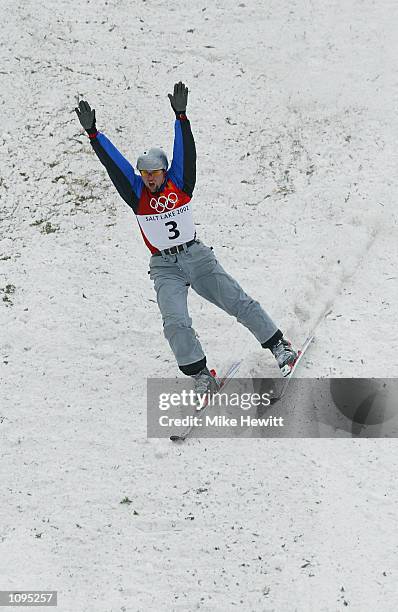Ales Valenta of the Czech Republic competes in the final round of the men's aerials during the Salt Lake City Winter Olympic Games at the Deer Valley...