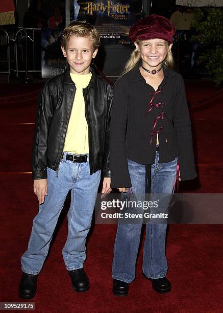 Cayden Boyd & Jenna Boyd during "Harry Potter and the Chamber of Secrets" Premiere - Los Angeles - Arrivals at Mann Village Theatre in Westwood,...