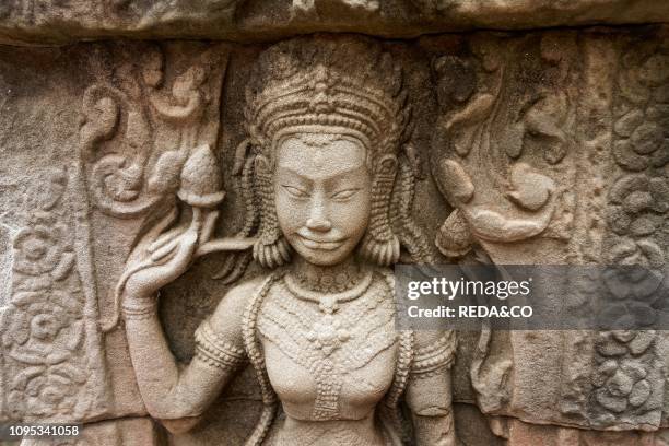 Statue dating from the 10th century. Banteay Kdei. Angkor. UNESCO World Heritage Site. Cambodia. Indochina. Southeast Asia. Asia.