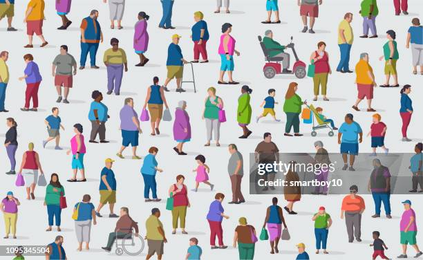 diverse group of overweight people - citizenship stock illustrations