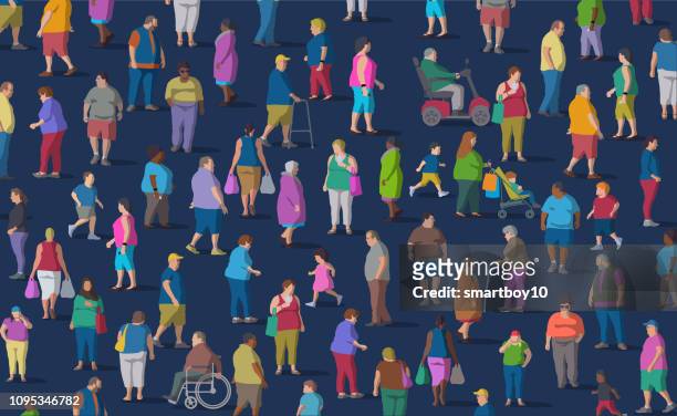 diverse group of overweight people - body types stock illustrations