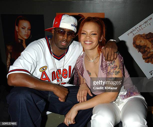 Sean "P. Diddy" Combs and Faith Evans during Faith Evans album release party for her new CD "Faithfully" at Saci Club in New York City, New York,...