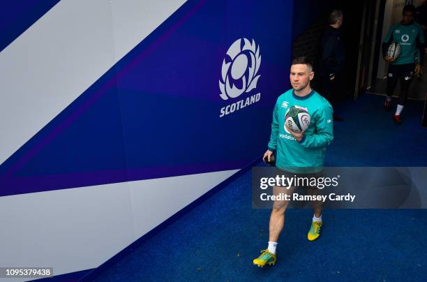 Scotland , United Kingdom - 8 February 2019; John Cooney during the Ireland Rugby captain's run at BT Murrayfield Stadium in Edinburgh, Scotland.