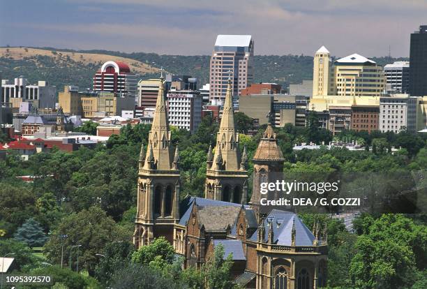 View of St Peter's cathedral, Adelaide, South Australia, Australia.