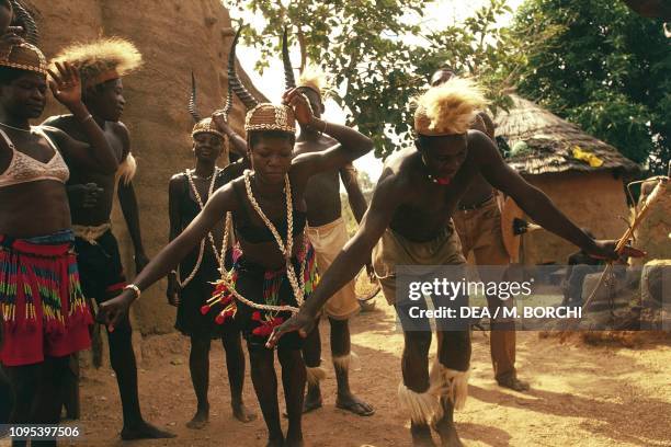 Ritual dance, voodoo ceremony, Wartema village, Tamberma Valley, Togo.